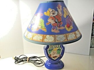 Vintage Disney Snow White And The Seven Dwarfs Lamp With Matching Shade