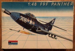 Monogram 1/48 F9f Panther Plastic Model Kit 5456 - Open Box - Parts