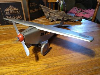 Large steel toy airplane army scout plane NX107 art deco pressed steel 3