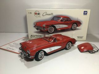 Rare Vintage Autoart Millennium 1:18 1958 Chevrolet Corvette Red Mib