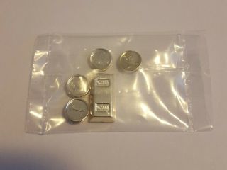 Lego 97053 Chrome Gold Coins 1 2 5 10 And Ingot / Bar Minifigure Money (nip)