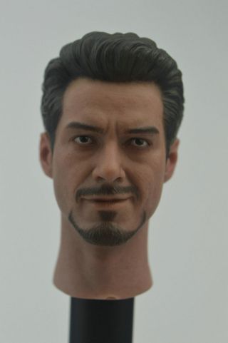 1/6 Custom Scale Tony Stark Robert Downey Jr.  Head Sculpt For Hot Toys Body