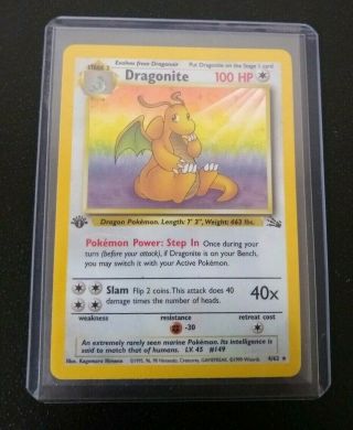 Pokemon First Edition Dragonite Holo 4/62 Card