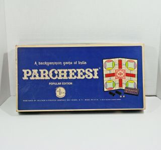 Vintage Sel Right 1964 Parcheesi Popular Edition Backgammon Board Game Of India