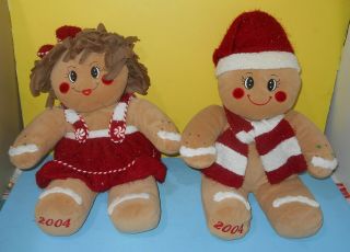 Gingerbread Man Boy & Girl Pair Large Dan Dee Stuffed Plush Christmas Dolls Toys