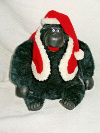 Singing 11 " Gorilla With Santa Vest And Hat Sings The Macarena By Sterling