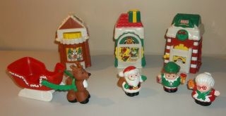 Fisher Price Little People Christmas Village With Santa,  Elf,  Sleigh,  More