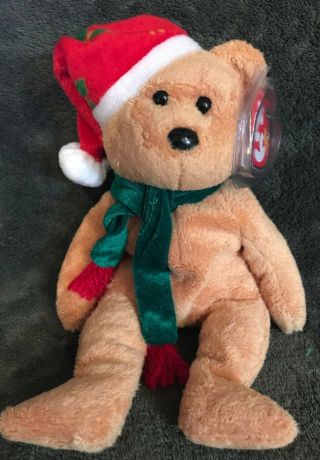 Ty Beanie Baby 2003 Holiday Teddy The Christmas Bear 9 " Mwmt Vintage Stuffed Toy