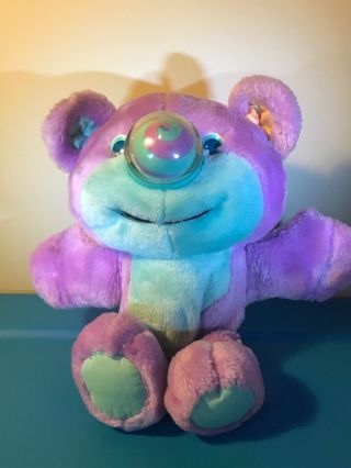 Vintage Playskool Nosy Bears Plush " Dizzy " Bear Purple Green 1987