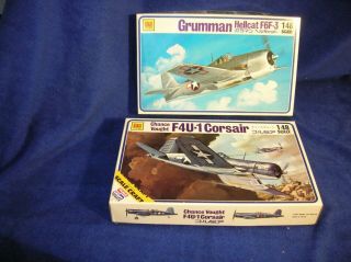 Vintage Otaki Wwii Planes Grumman Hellcat F6f - 3 And F4u - 1 Chance Vought 1/48