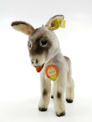 Cute Steiff Donkey Grissy 1617,  00 20 Cm High With Button Flag Tag Vgc 1963 - 64