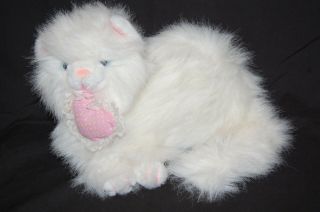 White Persian Kitty Cat Blue Eyes Pink Heart Be My Valentine Plush 10 " Toy Lovey
