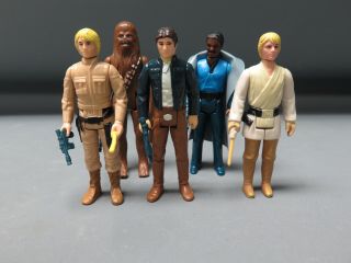 5 Vintage 1977 - 80 Star Wars Action Figures Heroes Luke Skywalker Han Solo Lando