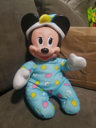 Vtg Hug And Glow Glo Baby Mickey Mouse Mattel Light Up Doll Plush Disney No Hat