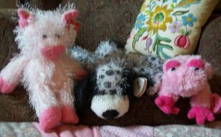 3 Ty Beanie Babies Pinky S & Punkies,  Baubles,  Snort,  Polka Dot,  With Tags,  Ec