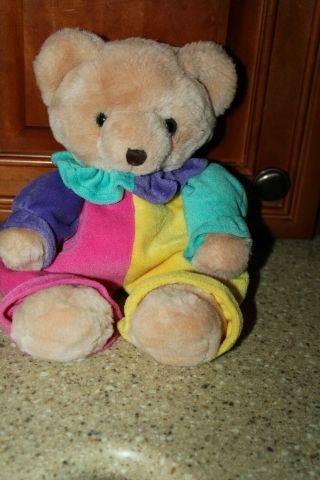 Russ Bobo Clown Teddy Bear Bright Colors Jumper Plush Stuffed Animal 12 "