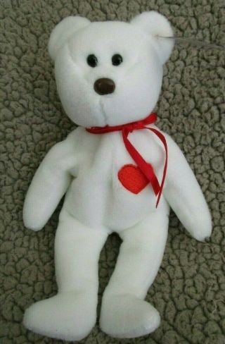 Ty Beanie Baby Valentino The Bear Dob February 14,  1994 Mwmt Brown Nose