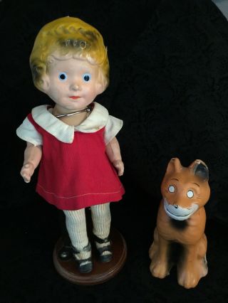 Vintage Composition Little Orphan Annie Doll & Dog Sandy