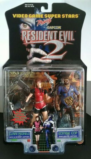 Resident Evil 2 Claire Redfield Vs Zombie Cop Action Figure Set Mosc 1998 Capcom