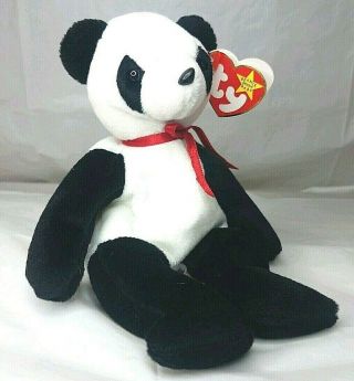 Fortune Panda Retired Ty Beanie Baby 1997 With Tags Plush Beanbag P.  E.  Pellets