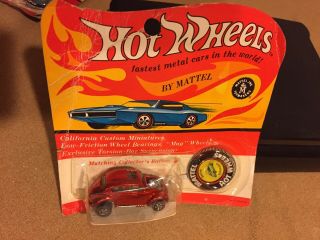 Hot Wheels Redline 1968 Us Custom Volkswagen Vw Beetle / Bug Red On Card