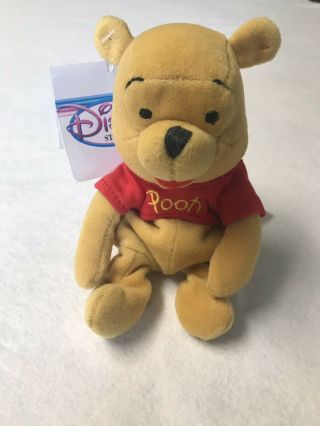 The Disney Store Winnie The Pooh Mini Bean Bag Beanie 8 " With Tags