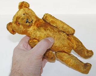 Antique Vintage 8 " Stuffed Straw Orange Teddy Bear Doll
