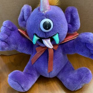 Vtg.  One Eyed Horned Flying Purple People Eater Dandee 12 " Monster Hot Rod Plush