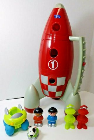 Happyland Lift Off Rocket - Iplay - Red - Handle - Bed Dollhouse Ship Sounds Lights 16 "