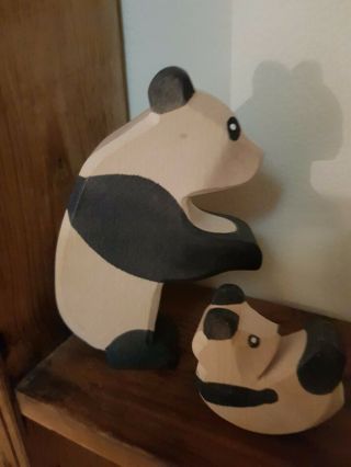 Ostheimer Panda Bear Family Toy Germany Wood Waldorf