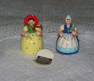 Vintage Erzgebirge Germany Miniature Wooden Girls Maidens Figurines 1960 