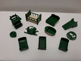 Calico Critters Sylvanian Families Vintage Green Baby Nursery Furniture Toys