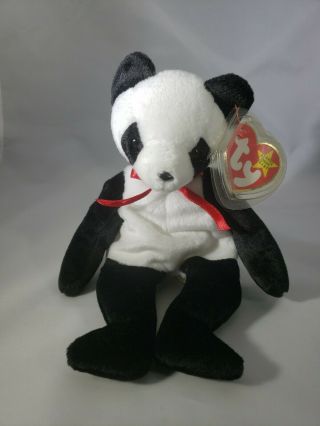 Fortune The Panda Bear Ty Beanie Baby Dob December 6,  1997 Mwmt