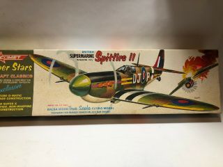 Vintage Comet Spitfire Ii Wooden Model Airplane Kit 19 1/2 " Wingspan
