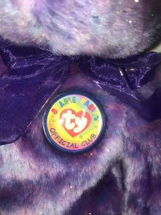 TY Beanie Baby Buddy CLUBBY IV Purple Plush Sparkle Club Teddy Bear 2