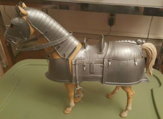 Vintage 1960 Marx Horse " Valor " Silver Noble Knight 12 " Toy Figure W/ Armor