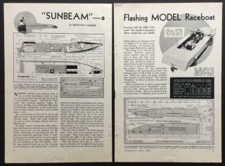 26 " Tether Hydroplane " Sunbeam " Step Hull 1936 Howto Build Plans