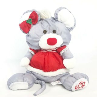 1988 Fisher Price Puffalump Christmas Mouse Plush 8033 Girl Mrs Clause Red Dress