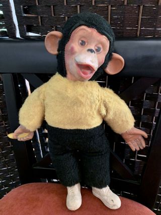 Vintage Chimpanzee Monkey Mr Bim Zippy Zip The Chimp Plush Stuffed 16 " Toy Doll