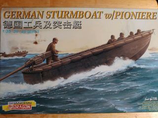 1/35 Scale Dragon Models Wwii German Sturmboat W/ Pioniere - Opened