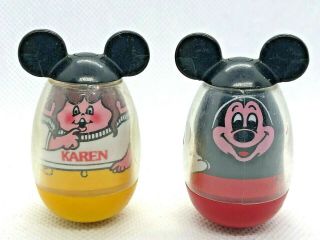 2 Vintage Hasbro Weebles Disney Mickey Mouse Club And Mouseketeer Karen