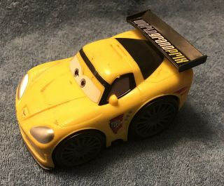 Disney Pixar Cars 2 Shake N Go Jeff Gorvette Yellow Race Car World Grand Prix