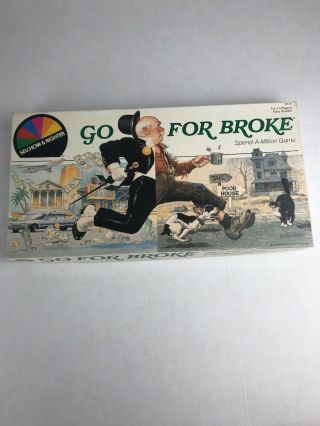 Vintage 1985 Go For Broke Board Game Complete Selchow & Righter.