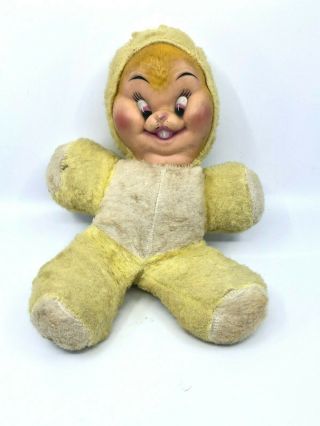 Vintage Rubber Face Bunny Doll Toy Rushton Style 12 "