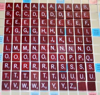 1977 Deluxe Edition Scrabble Board Game Replacement Maroon Wood Tile Letters