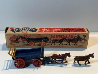 Moko Toys Farmette Series No.  2 Farm Wagon And Two Horses W/ Box Made In England