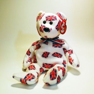 Ty Beanie Baby Jack The Bear 8.  5 Inch Stuffed Animal Toy British Uk Flag England