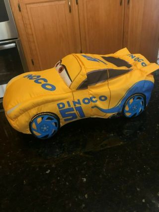 Disney Pixar Cars 3 Dinoco Cruz Ramirez Yellow Race Car Reversable Plush Pillow