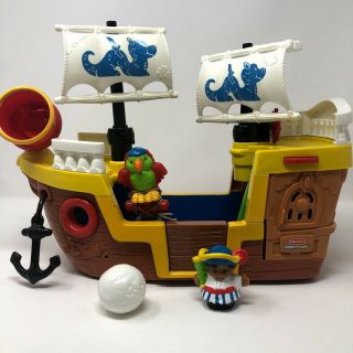 Fisher Price Little People Pirate Ship With Sounds Figure Cannon