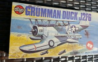 Vintage Airfix Grumman J2f - 6 Duck Plane 1:72 Scale Plastic Model Kit